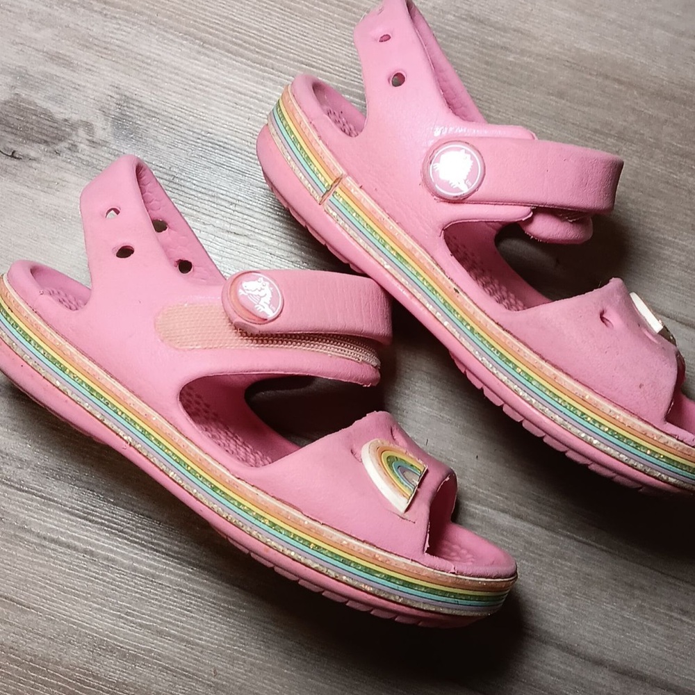 Kids Pink Sandals with Rainbow Design - Picture 3 of 5